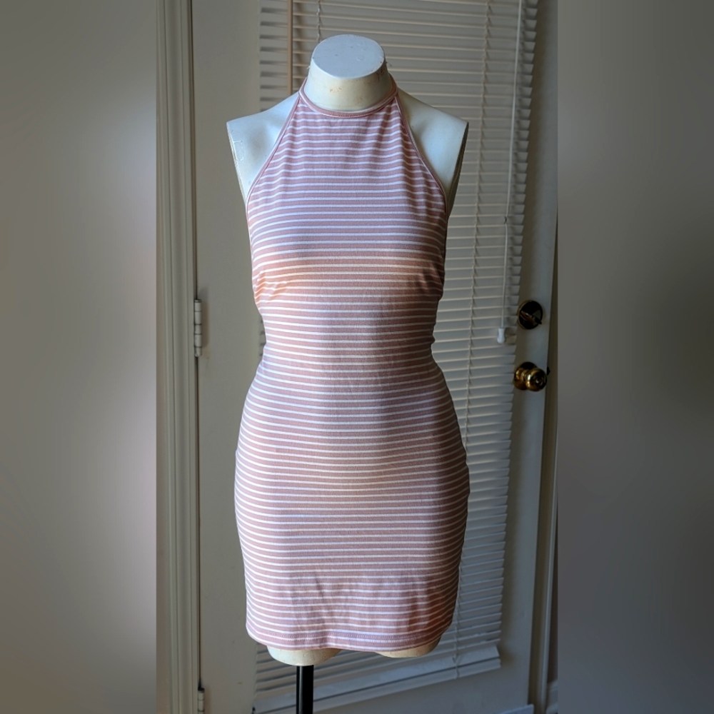 Striped Pink Halter Dress